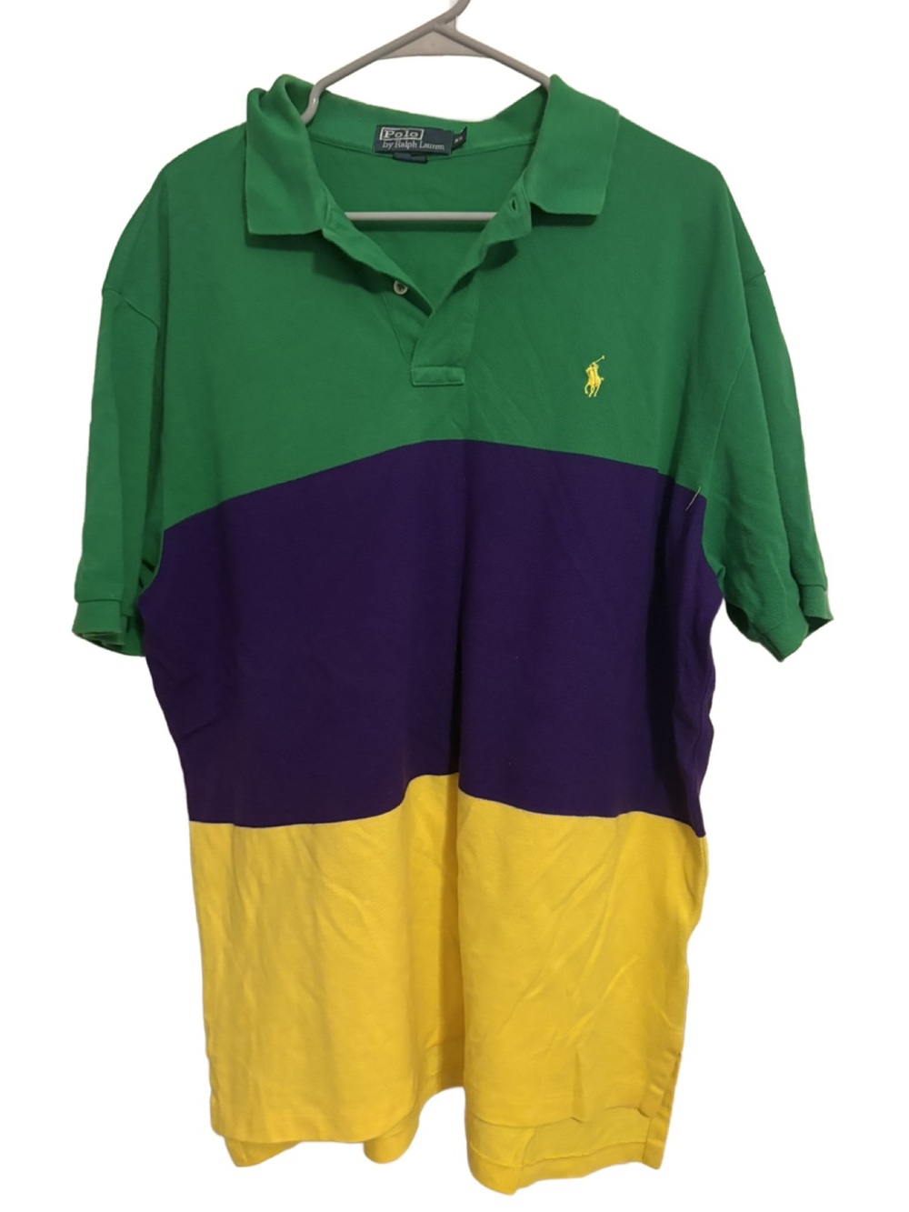 Polo by Ralph Lauren Green, Purple & Yellow Colorblock Polo